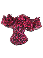 Pastel Floral Corset Top Off Shoulder All Over Print Adjustable Waist Cincher