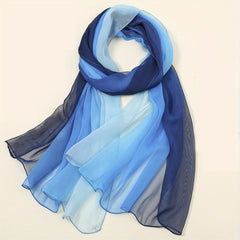 Gradient Silk Scarf Hijab Shawl Casual Windproof Head Wraps Turban