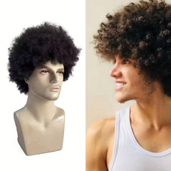 Short Afro Curly Men Wig 70s Party Hair
