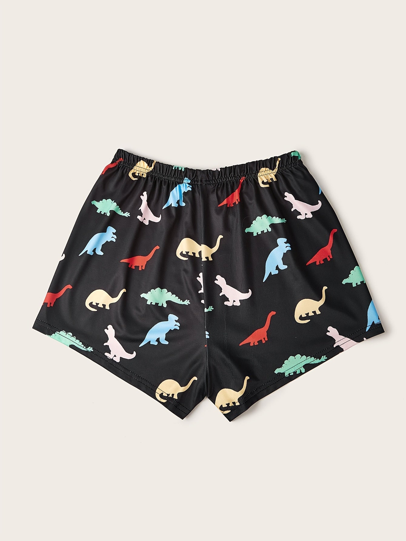 Dinosaur Print Elastic Waist Shorts for Summer