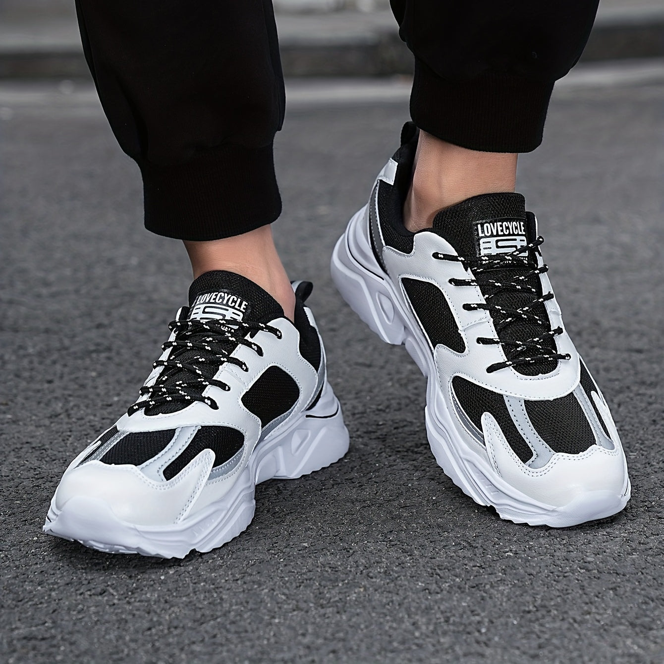 Lace Mesh Running Shoes Soft Sole Platform Shock Absorption Sports Shoes