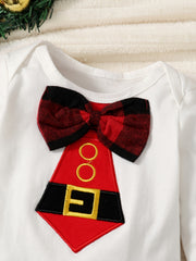 Christmas Santa Claus Plaid Suspender Jumpsuit Baby Boys Set