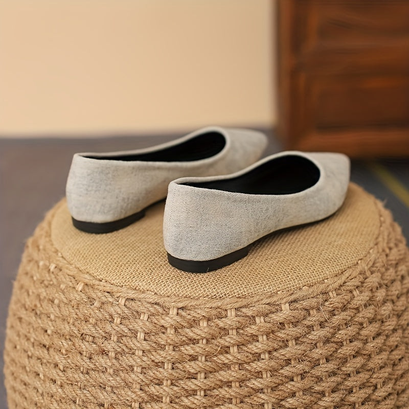 Women's Solid Denim Flat Shoes Casual Slip On Shoes