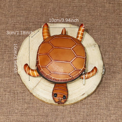 Handcrafted Tortoise Purse Wallet with Wrist Strap Zipper Closure Coin Purse