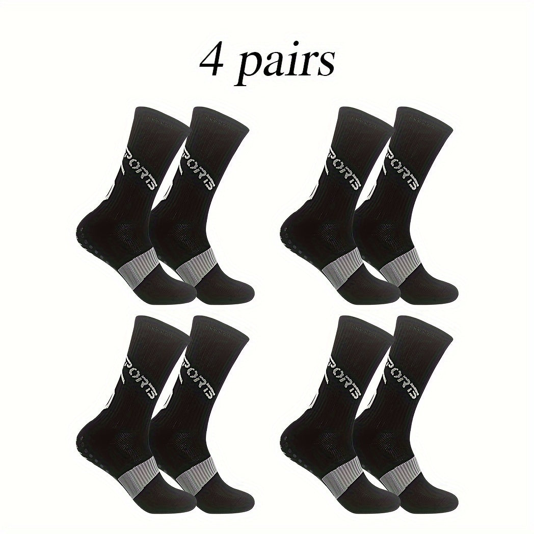 4 Pairs Athletic Anti-slip Football Socks For Men And Women