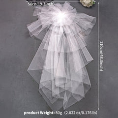 MIALLO Wedding Veil with Bow Hair Accessory Soft Tulle Bridal Veil