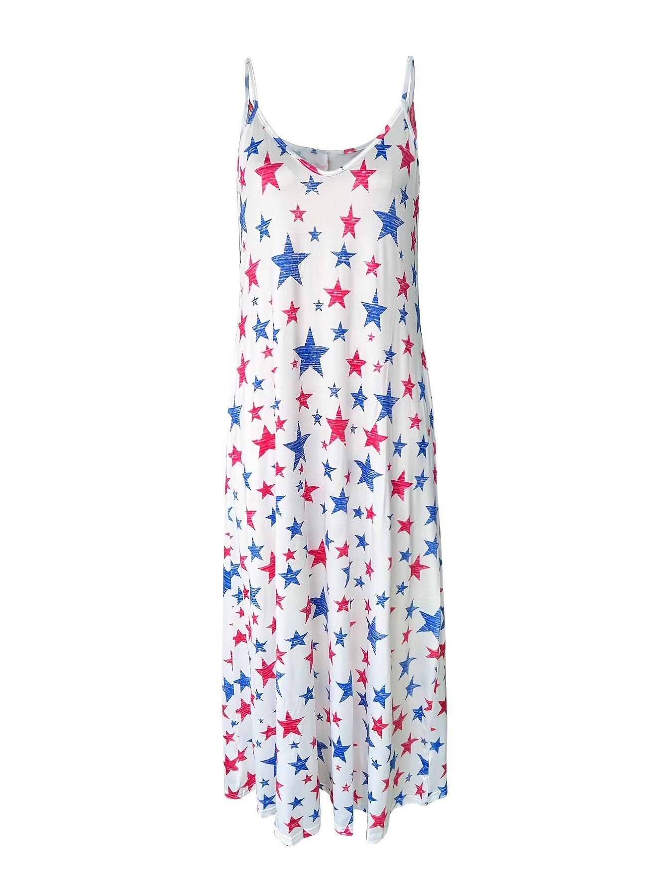 Stars Print Maxi Cami Dress Loose Summer Casual Dress Women