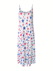 Stars Print Maxi Cami Dress Loose Summer Casual Dress Women