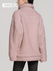 Women's Zip Up Fleece Jacket Turtle Neck Coat