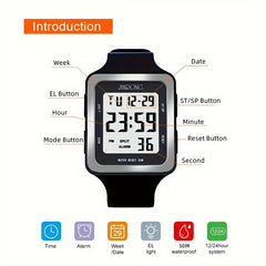 Silicone Strap Sport Digital Wrist Watch Date Alarm Back Light
