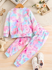 Girl's Tie Dye Unicorn Print 2pcs Set for Spring Fall