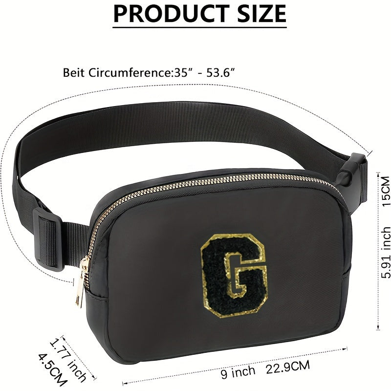 Letter Decor Waist Bag Pouch Adjustable Strap Fanny Pack For Women Sports