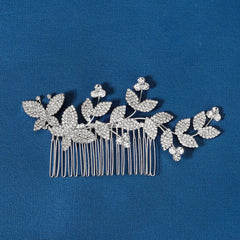 Rhinestone Flower Leaf Hair Comb Hairpin Party Favor Decor Princess Tiara