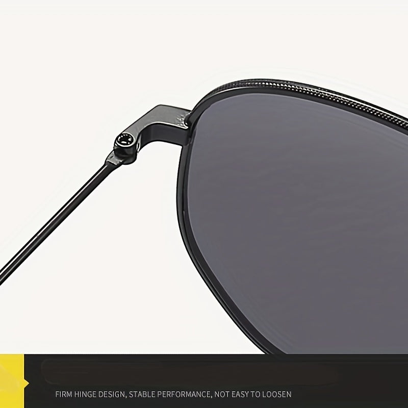 Men's Polygonal Metal Polarized Sunglasses Classic Double Beam
