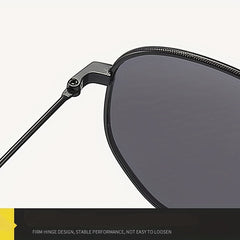 Men's Polygonal Metal Polarized Sunglasses Classic Double Beam