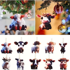 10pcs Cartoon Cow Ornament Car Interior Animal Pendant Home Decoration