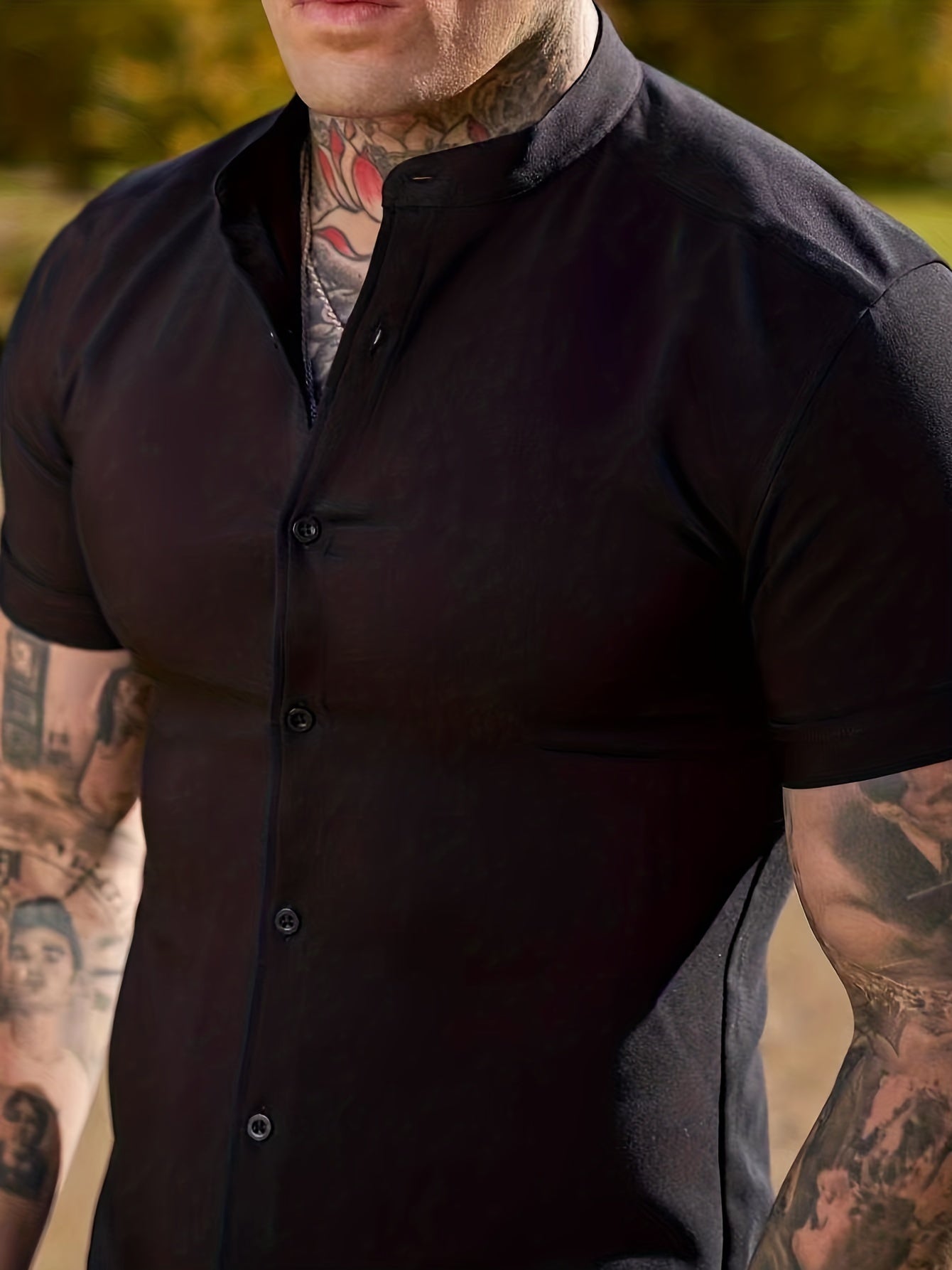 Solid Men's Casual Short Sleeve Shirt Summer Tops
