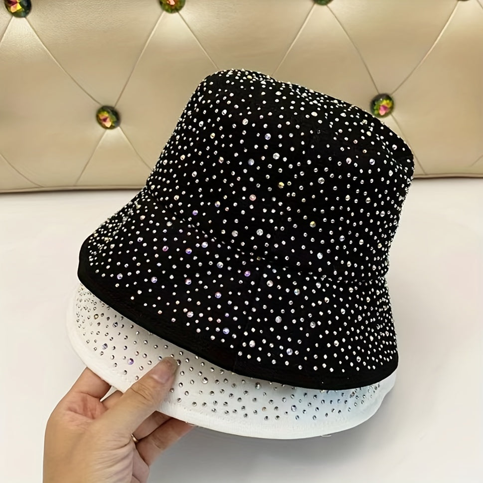 Rhinestone Decor Casual Bucket Hat - Adjustable Fisher
