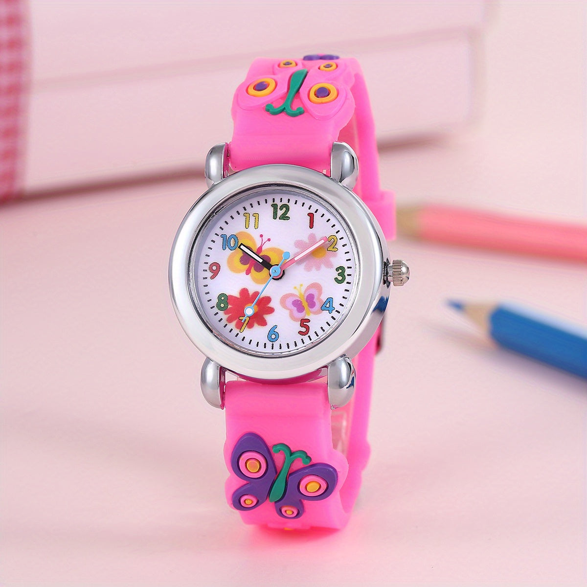 Cartoon Butterfly Graphic Silicone Quartz Watch