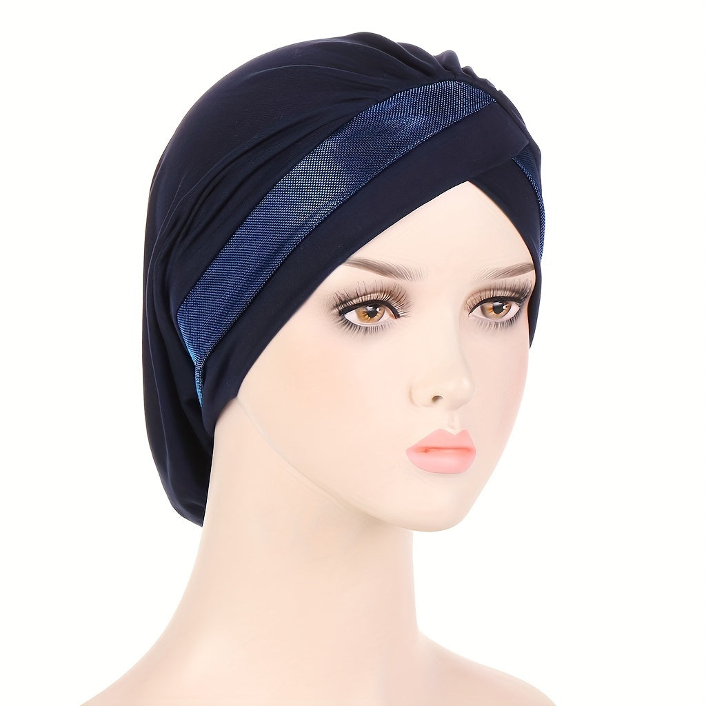 Glitter Turban Cap Headscarf Ramadan Head Wrap Lightweight Elastic Chemo Cap