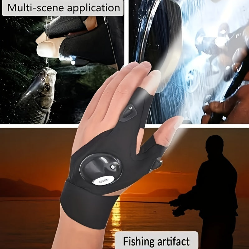 LED Flashlight Gloves for Camping Night Fishing