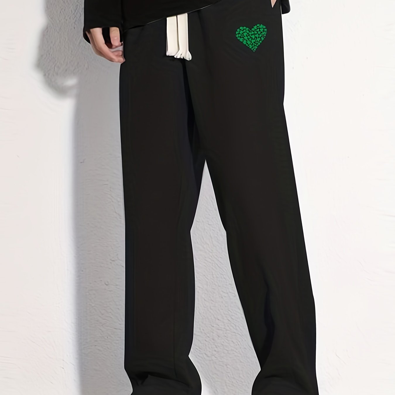 Clover Heart Pattern Loose Fit Drawstring Pants