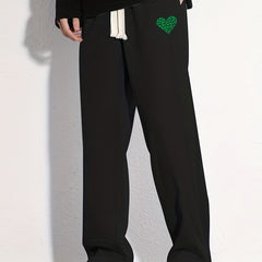 Clover Heart Pattern Loose Fit Drawstring Pants