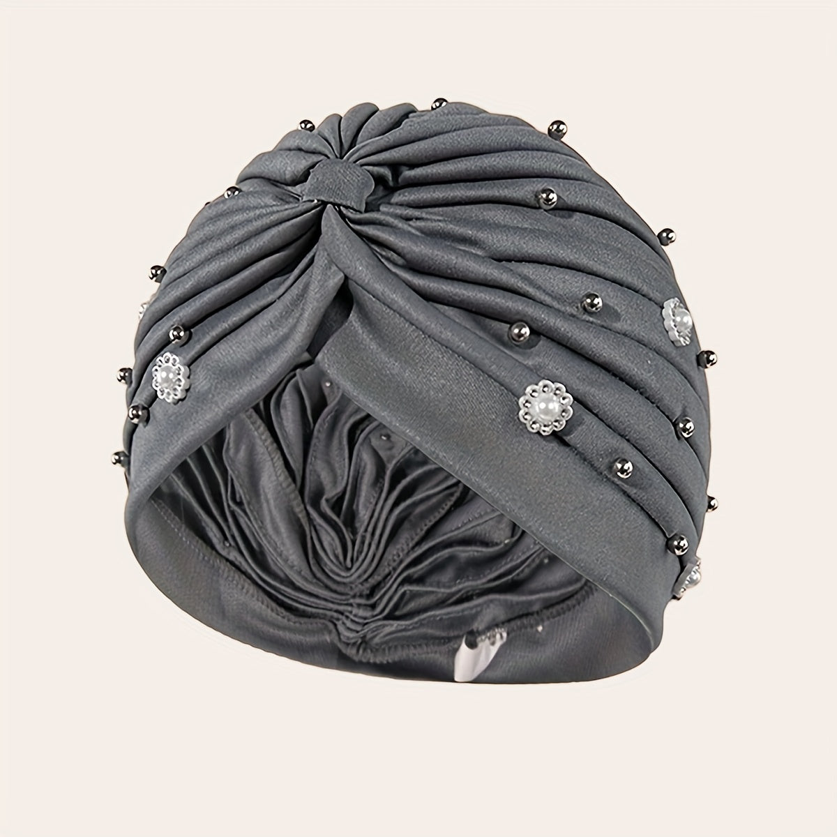 Faux Pearl Beads Hair Wraps Turban Head Scarf Beanie Cap