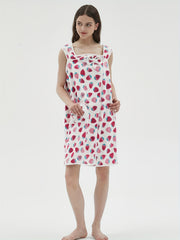 Strawberry Print Lounge Robe Warm & Bow Lounge Robe