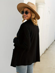 Waterfall Collar Solid Coat Casual Long Sleeve Open Front Outerwear
