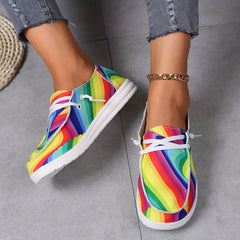 Colorful Rainbow Slip On Loafers Shoes Lightweight Soft Comfortable