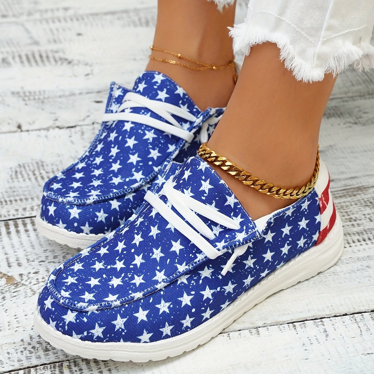 Casual Star Spangled Canvas Shoes Lightweight Low Top Shoes