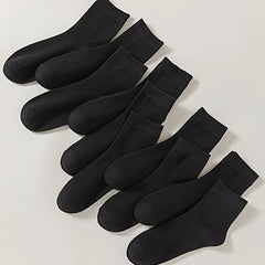 10 Pairs Solid Print Socks Comfy & Breathable All match Socks
