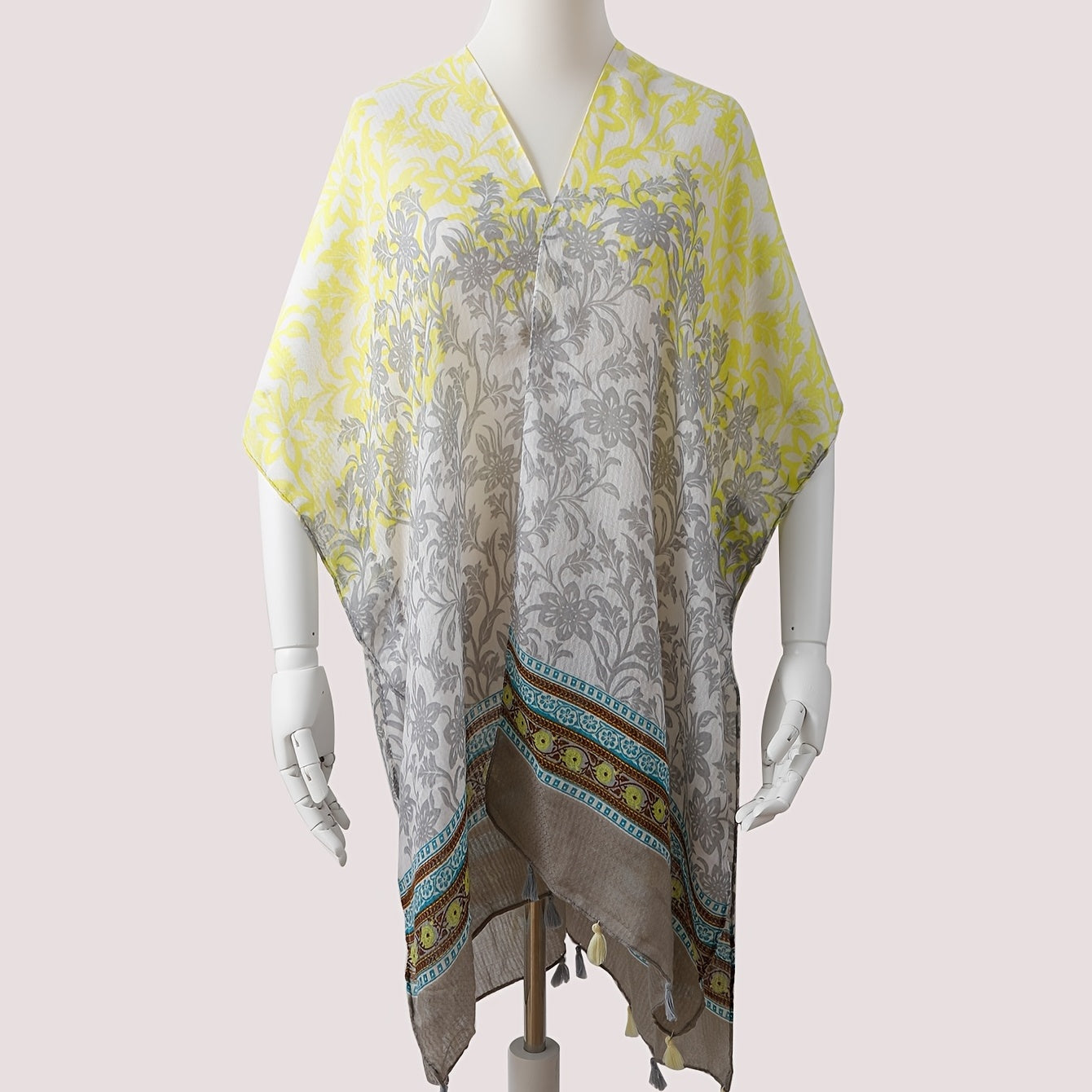 Boho Silk Tassel Shawl Windproof Sunscreen Cape