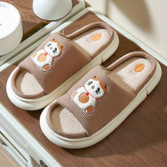 Embroidered Cat Pattern House Slippers For Men