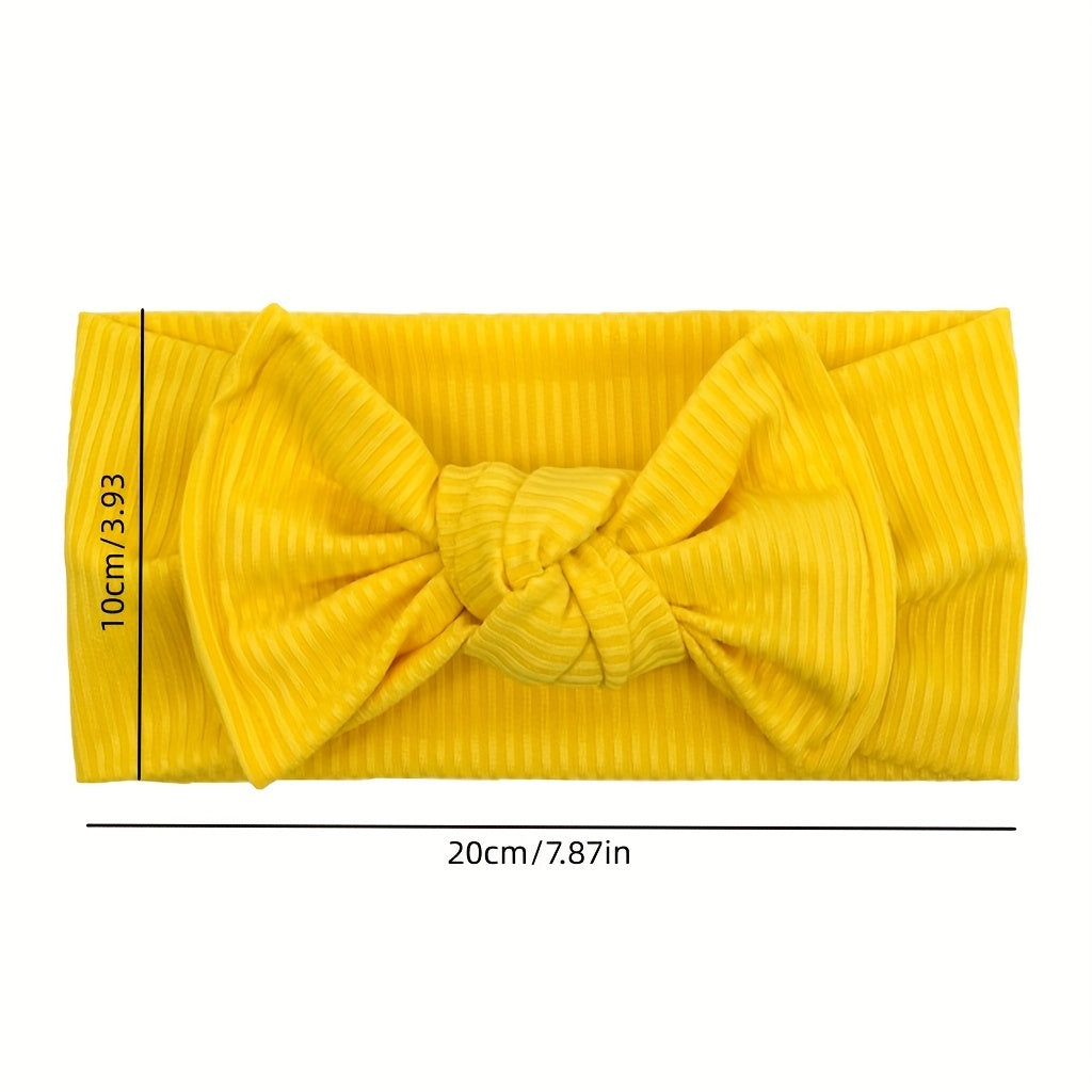 Elastic Bow Ribbed Wide Brim Headband Soft Comfortable