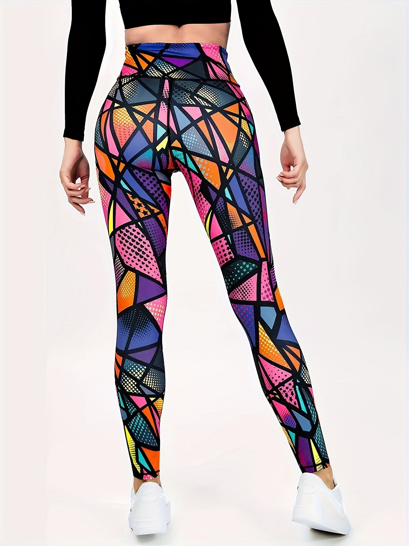 Geometric Print Yoga Pants Slim Fit High Waist Leggings