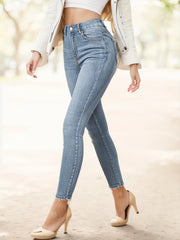 High Waist Skinny Jeans Slash Pockets High Rise Denim Pants