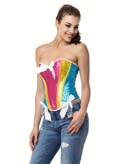 Sequin Strapless Corset Bustier Tummy Control Body Shaper