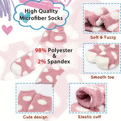 6 Pairs Geometric Pattern Warm Fuzzy Floor Socks Women's Stockings