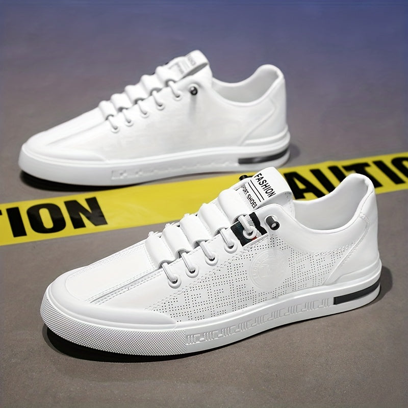 Men's Leather Skate Shoes Good Traction Lace up Sneakers