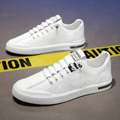 Men's Leather Skate Shoes Good Traction Lace up Sneakers