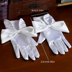 Bridal Gloves And Satin Wedding Gloves With Bowknot