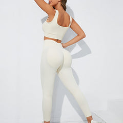 High Waist Yoga Leggings & Bra Set for Gym