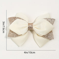 Glitter Ribbon Hair Bows Set - Princess Hair Accessories for Girls' Parties