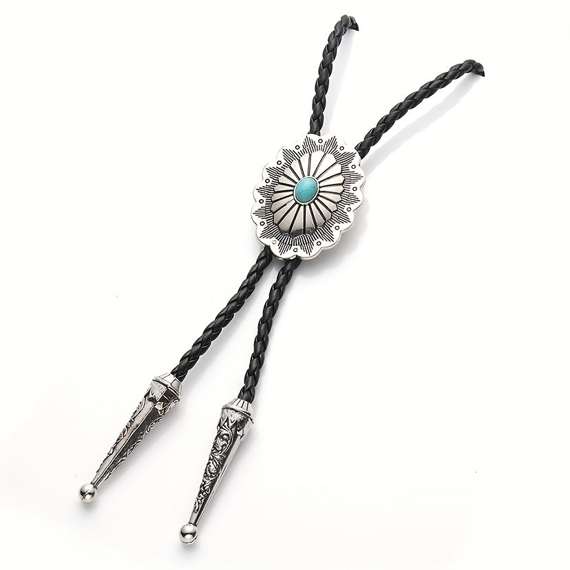 Men's Vintage Gemstone Braided Rope Tie