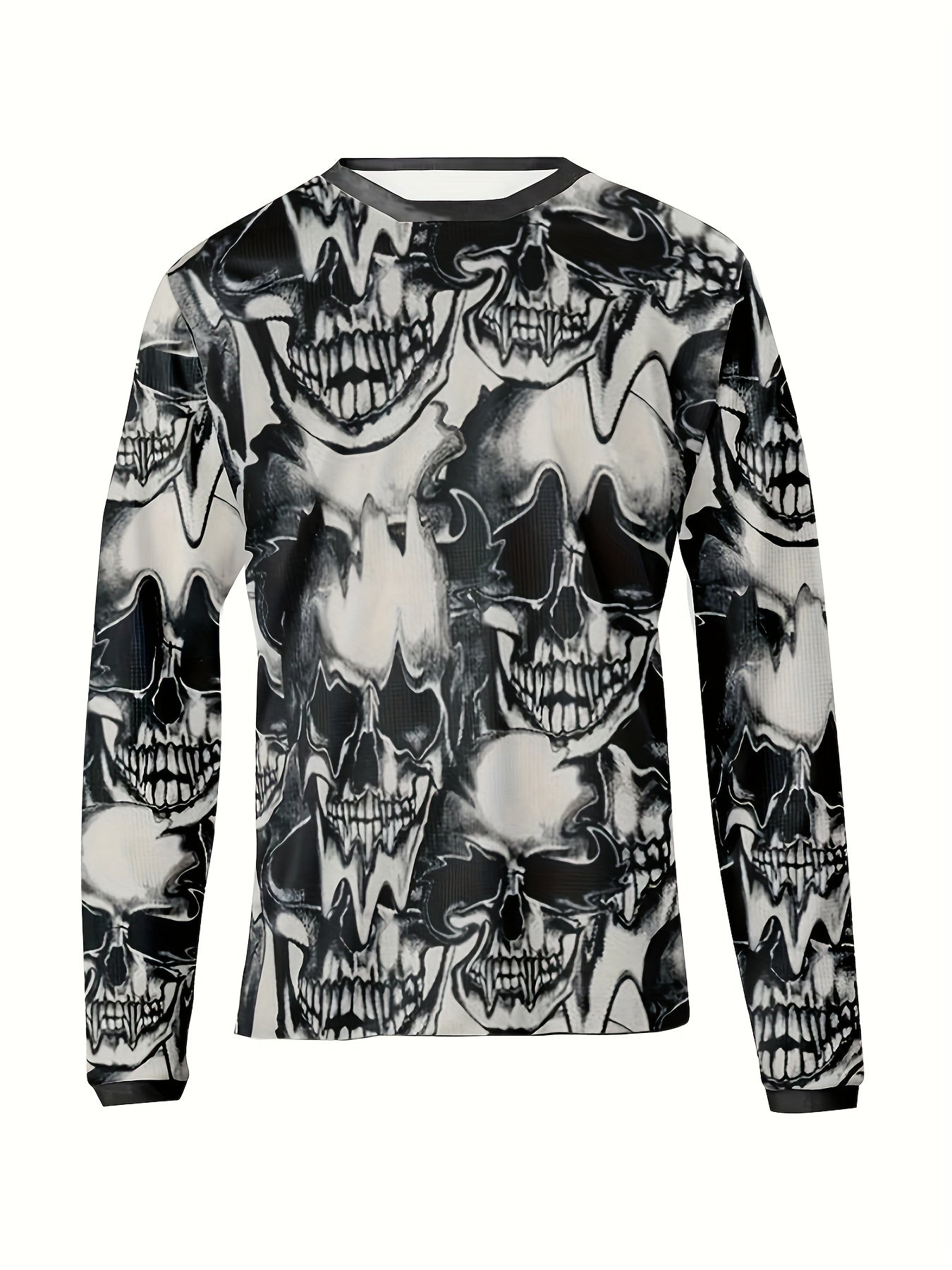 Skull All Over Print Men's Long Sleeve Novelty T shirt