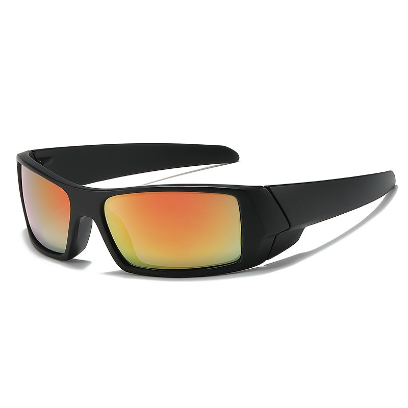Curved Colorful Reflective Men's Sports Sunglasses