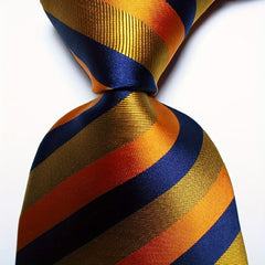 Striped Plaid Tie Men's Necktie Set Green Red Orange JACQUARD WOVEN