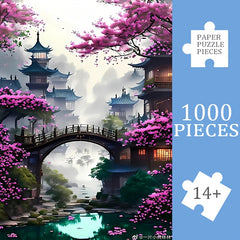 1000pcs Giant Puzzle Chinese Architecture & Cherry Blossoms 50x70